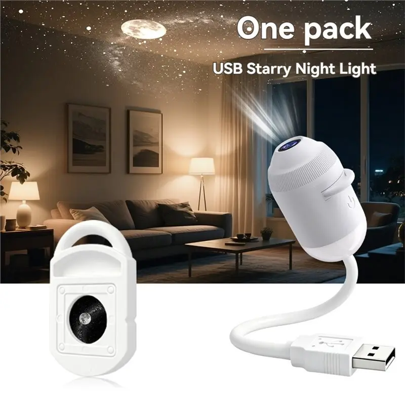 T21C USB HD Galaxy Star Projection Lamp Night Star Projector LED Nightlight Lamp Plug& Play Atmosphere Light