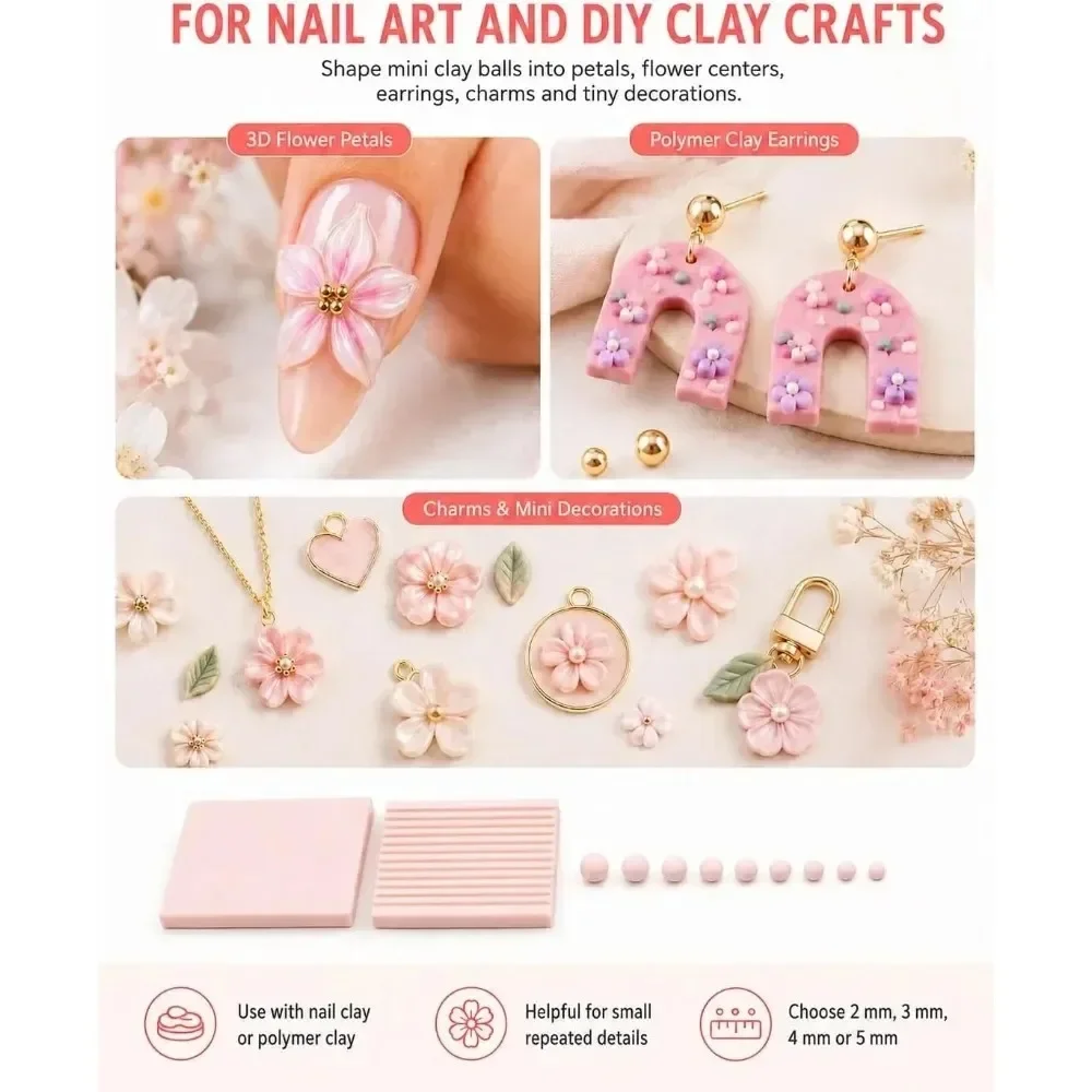 4Pcs Strip Clay Extruder Template Set 2‑5mm, Polymer Clay Cutting Molds, DIY Nail Art Decor Making Mould, Handmade Craft Tools
