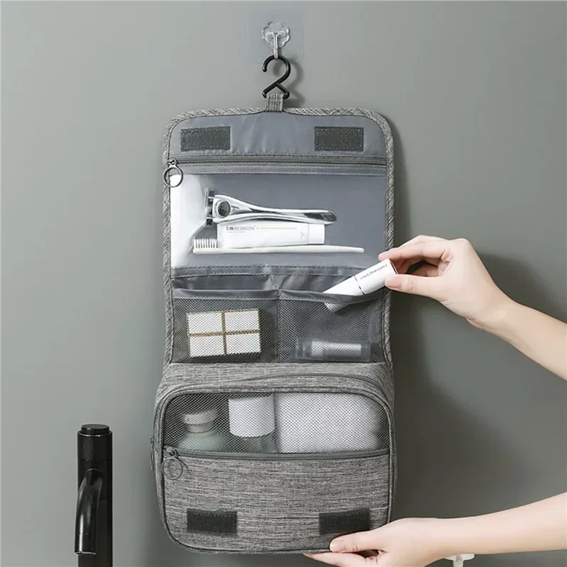 

Travel Large Toiletry Bag Hangable Water Proof Makeup Vanity Cases Cosmetic Bag Toiletries Organizer Portable Storage Bag