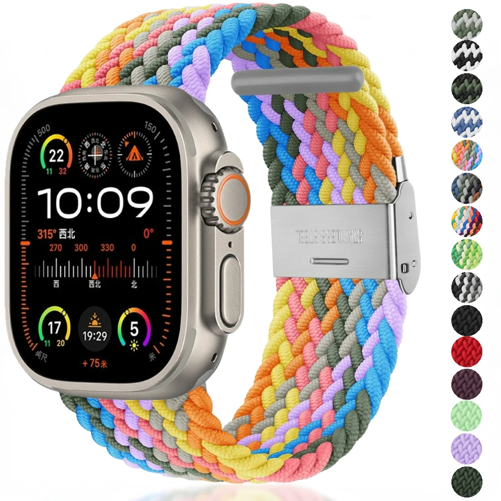 

Braided Strap for Apple Watch Band 49mm 45mm 41mm 44mm 40mm 42mm 38mm Nylon Bracelet iWatch Series Ultra 9 8 7 6 5 4 3 SE Strap