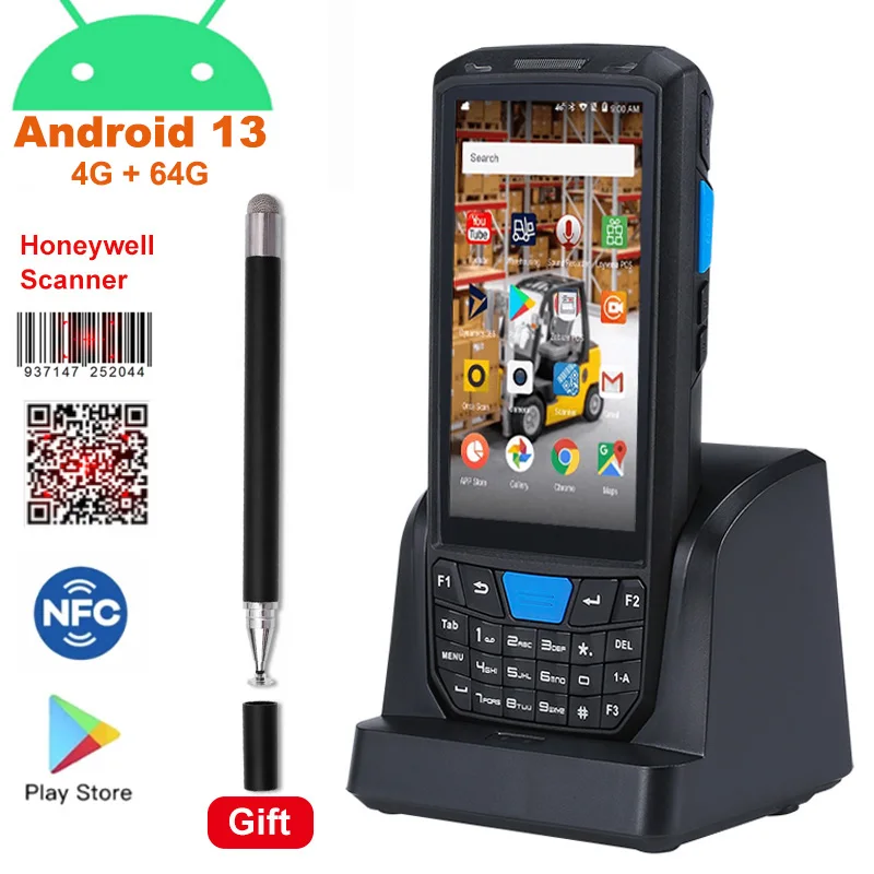 Rugline Handheld Android 13 Scanner Pos Terminal 2D Barcode PDA Rugged Scanner 4G WiFi GPS Bluetooth NFC PDA Data Collector