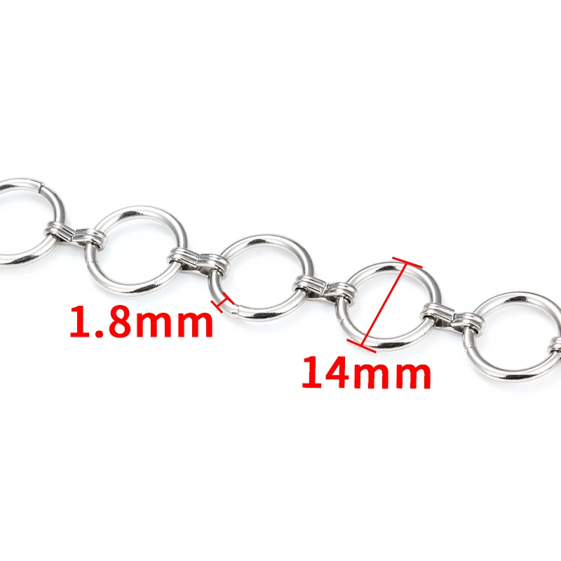 Stainless Steel Round Rings Chains For Jewelry Making Supplies DIY Charms Necklace Bracelet Pendant Accessorie Findings No Fade