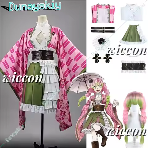Kanroji Mitsuri Cosplay Costume For Women Girls 5th Anniversary Adult Anime Outfit Wig Belt Halloween Cos Kimono Suit