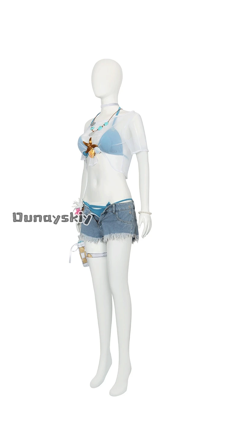 Anime Game Wuthering Waves Lynae Cosplay Costume Summer Beach Bikini Cowboy Shorts Wig Woman Sexy Role Play Halloween Party Suit view 3