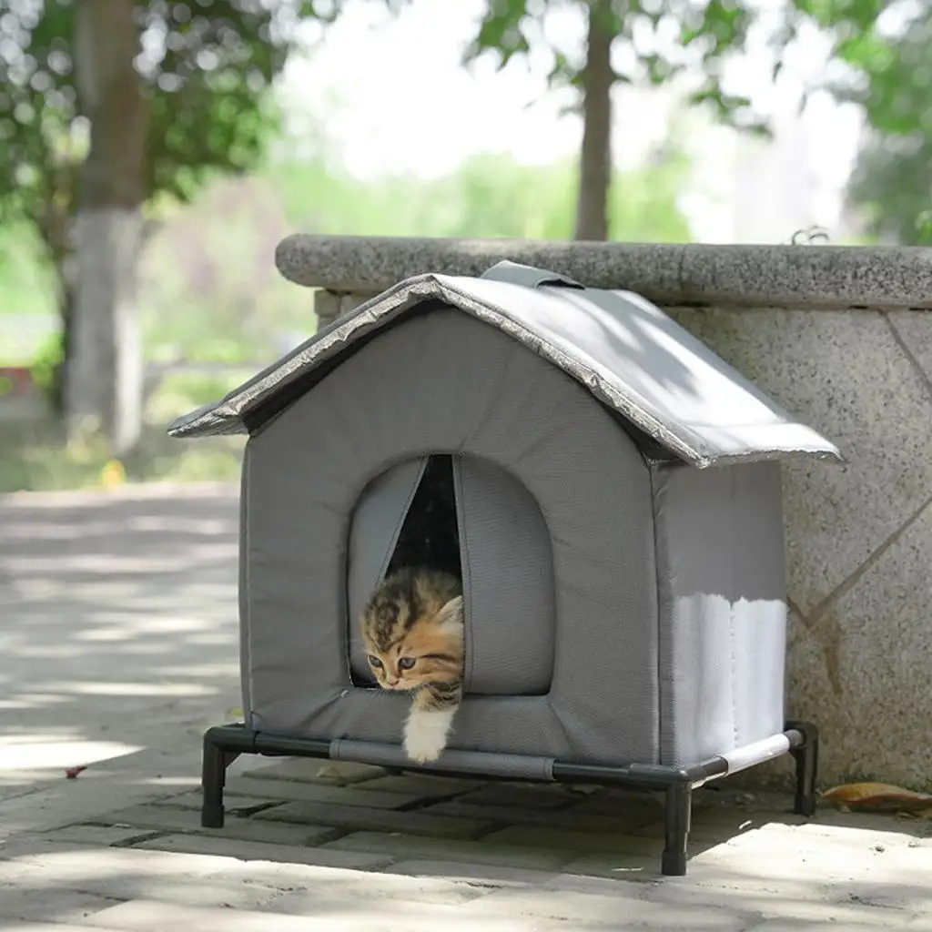 

Открытый кошачий домик Бродячий кошачий укрытие Ветрозащитный приподнятые ноги Всепогодный