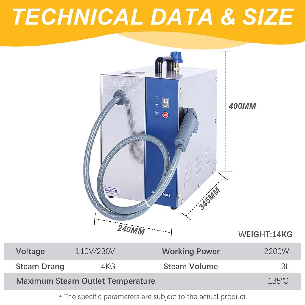 DS300-4B Jewelry Cleaning Tools 3L Handheld Steam Cleaning Machine Digital Cleaner Machine