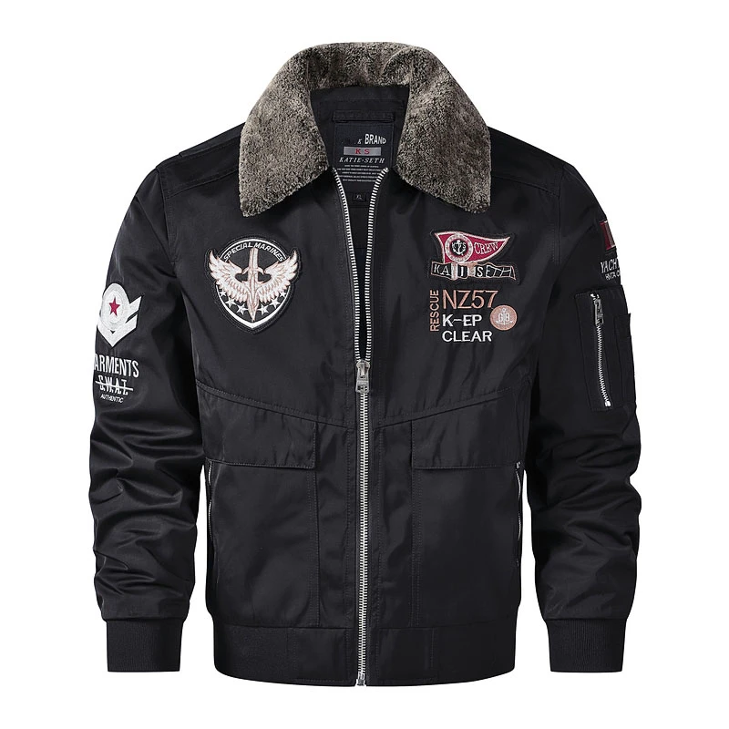 

Ma1 Pilot Jacket Men Large Size Cargo Army Flight Jackets Windproof fur collar Uniform Men's Tactical Jacket Outerwear men