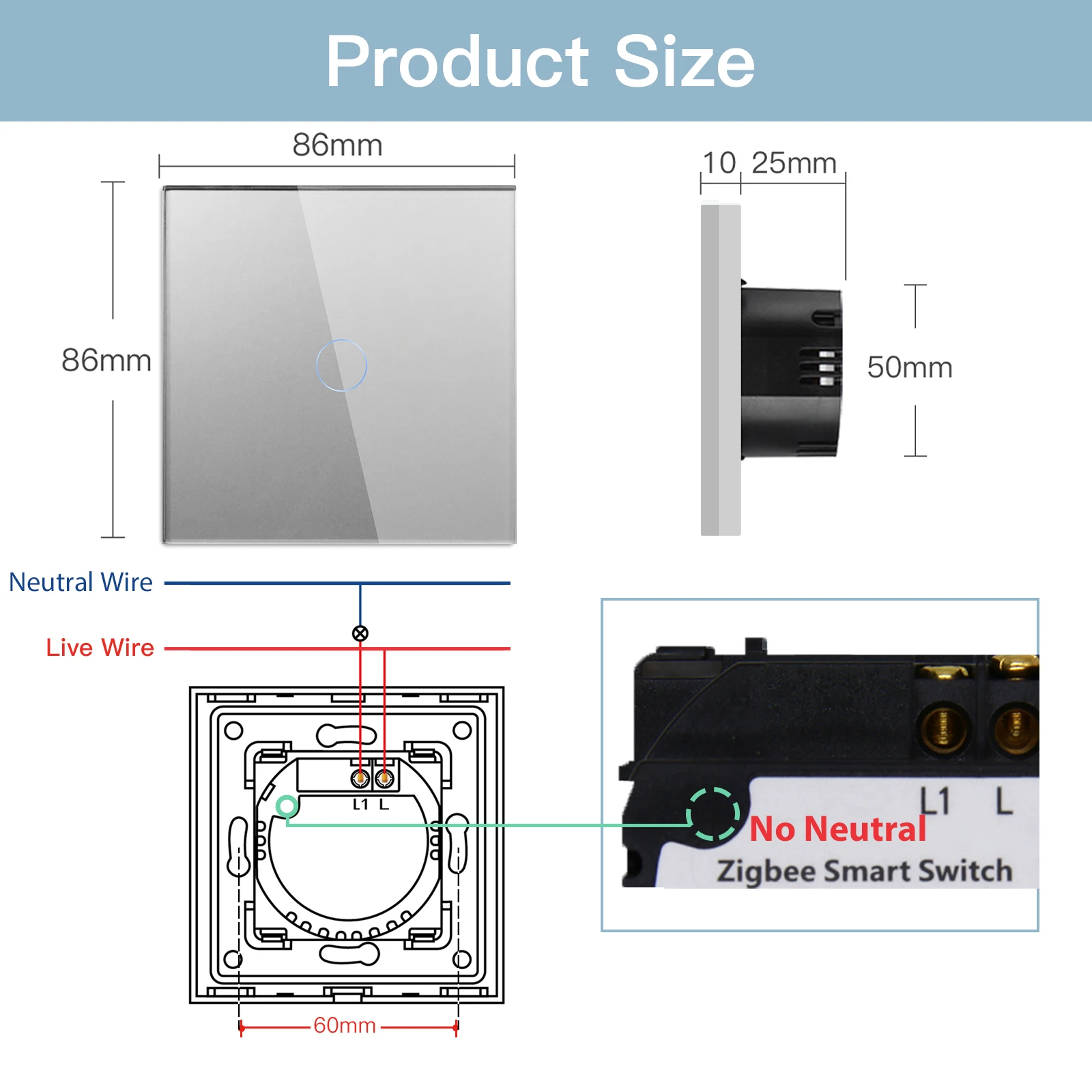 BSEED Zigbee interruptores táctiles 1/2/3/banda 1Way luz inteligente Sensor de interruptor de interruptores de pared Tuya Control de vida