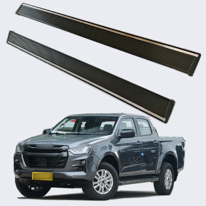 Electric Retractable Side Steps,Intelligent Anti-Pinch Power Running Boards for Isuzu D-Max Pickup,Aircraft Grade Aluminum,Black