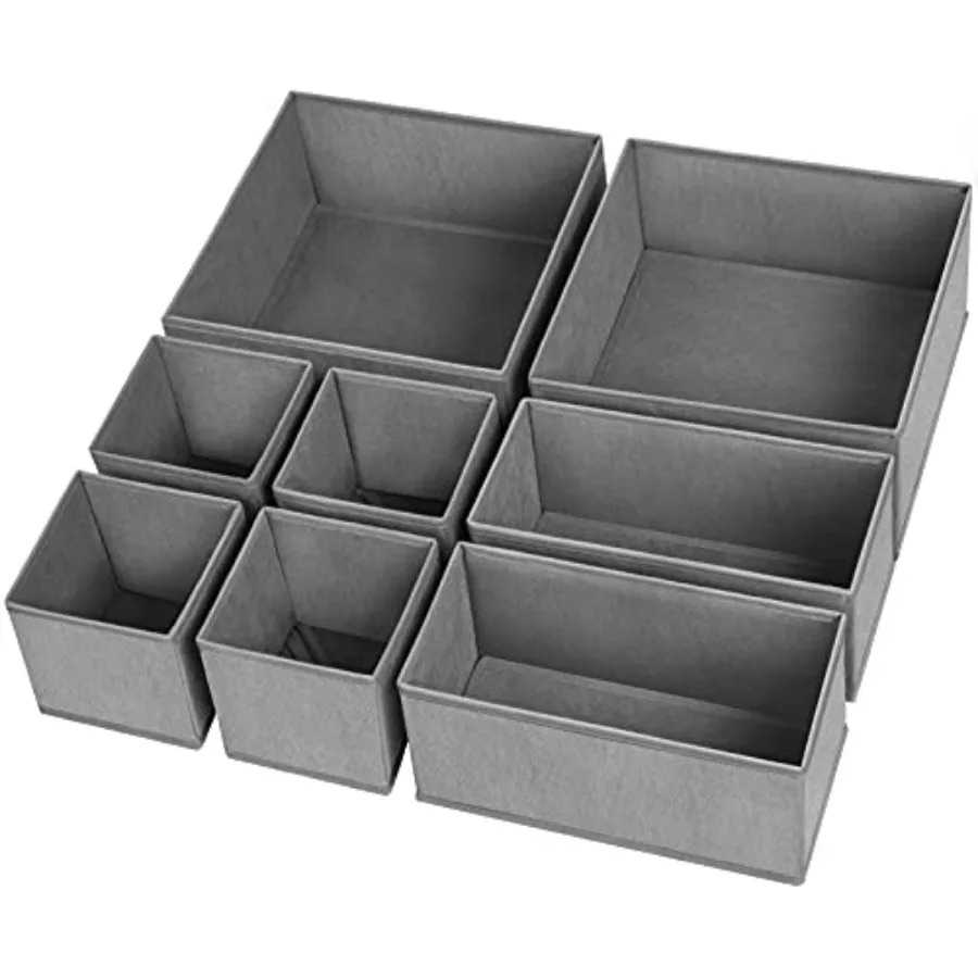 Drawer Organizer Clothes, 8 Pack Underwear Organizer, Foldable Closet Organizers and Storage Dresser Dividers for Clothes, Sock