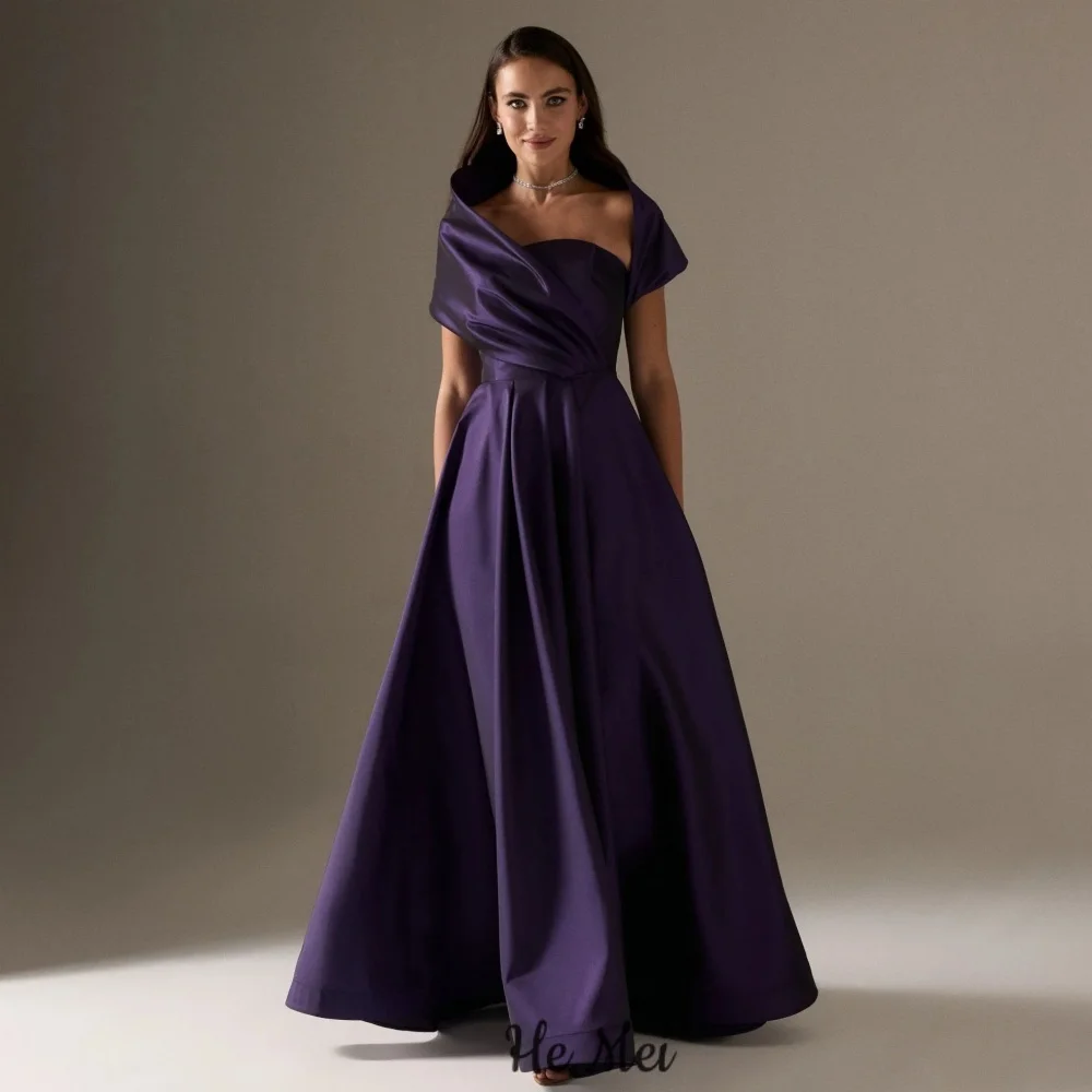 Robe De soirée violette, ligne A, personnalisée, élégante, épaules dénudées, Vintage, Simple, robes De bal, longueur au sol
