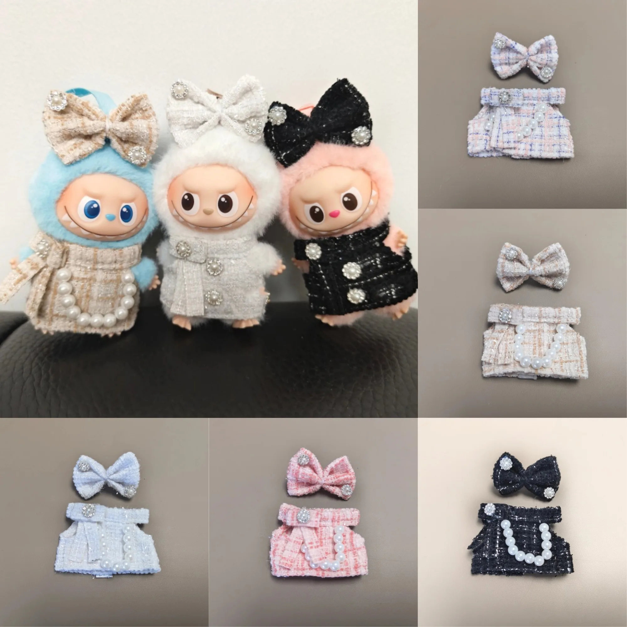 

Mini Labubu 4.0 Clothing Plaid Dress with Hair Accessory For 10.5cm Labubu V4 Doll Clothes Outfit Accessories Ropa Labubu