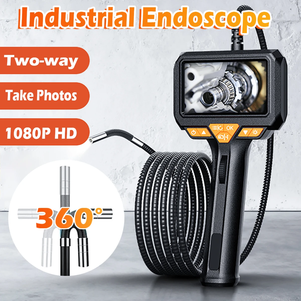 6&8mm Articulated Automotive Sewer Pipe Tube Inspection Professional Endoscope Boroscope Camera Joint For Cars Tools 1080p 360