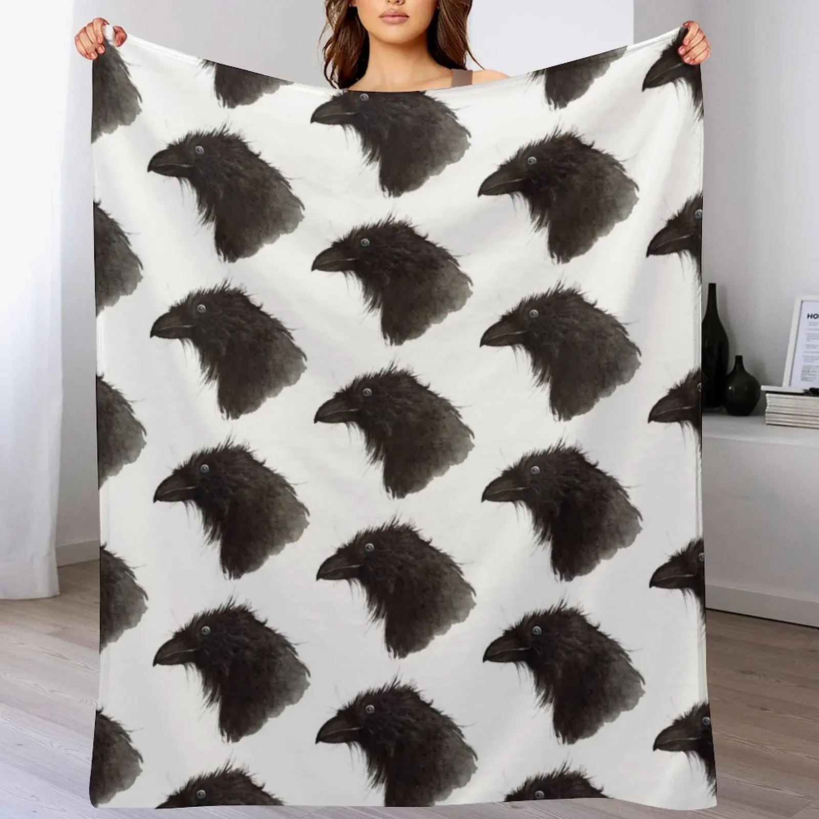 raven - raven bird - crow - bird jackdaw Throw Blanket Portable Lightweight Blanket for Travel Camping