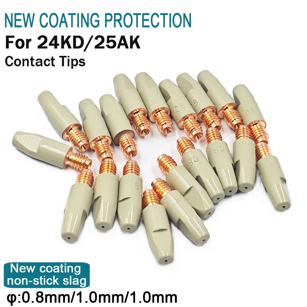 2/5/10PCS, MIG 24KD Welding Consumable Coating Protect Contact Tips  0.8/1.0/1.2mm 28mm M6 Nozzle Tip For 25AK MIG Welding Torch