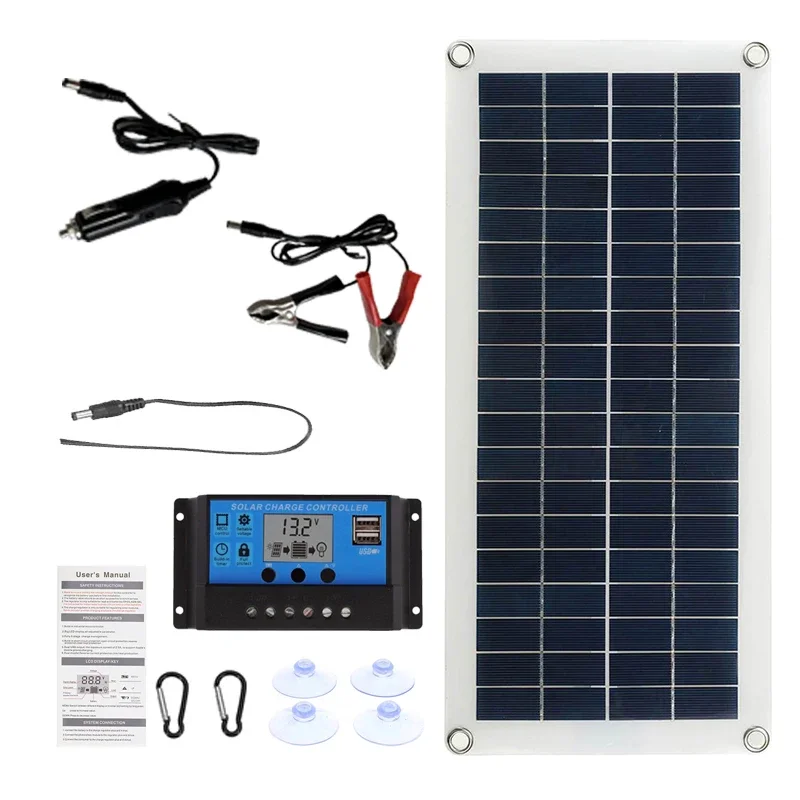 Panel surya 220V sistem dengan 1000W Inverter 30W Panel surya 10A pengontrol sel pengisi daya Kit untuk mobil baterai luar ruangan berkemah