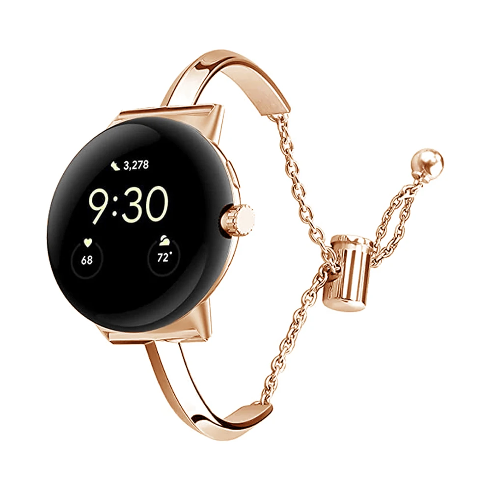 Compatible with Google Pixel Watch 1 metal t-strap Pixel watch 2 snap-chain quick adjustment tool-free women\'s strap