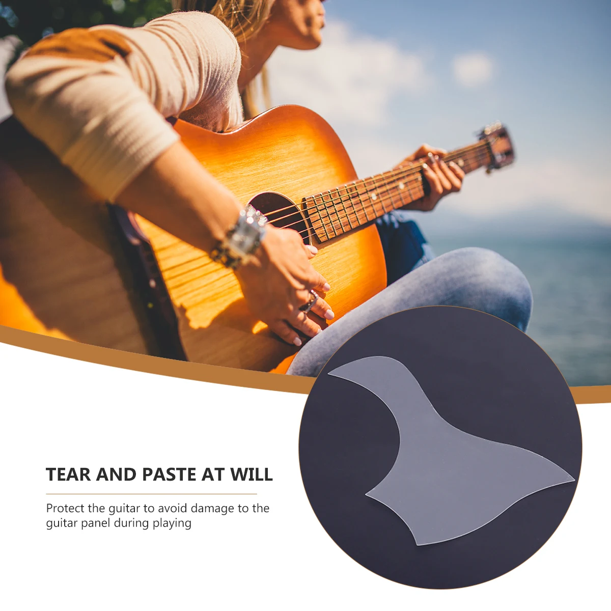 

1pc Guitar Transparent Scratch Resistant Sticker Durable Pet Material Adhesive Protector Plate For Guitar Accessories