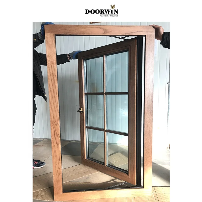 Doorwin Modern Design High Insulation Aluminum Cladding Wood Outswing Casement Windows For Mobile House