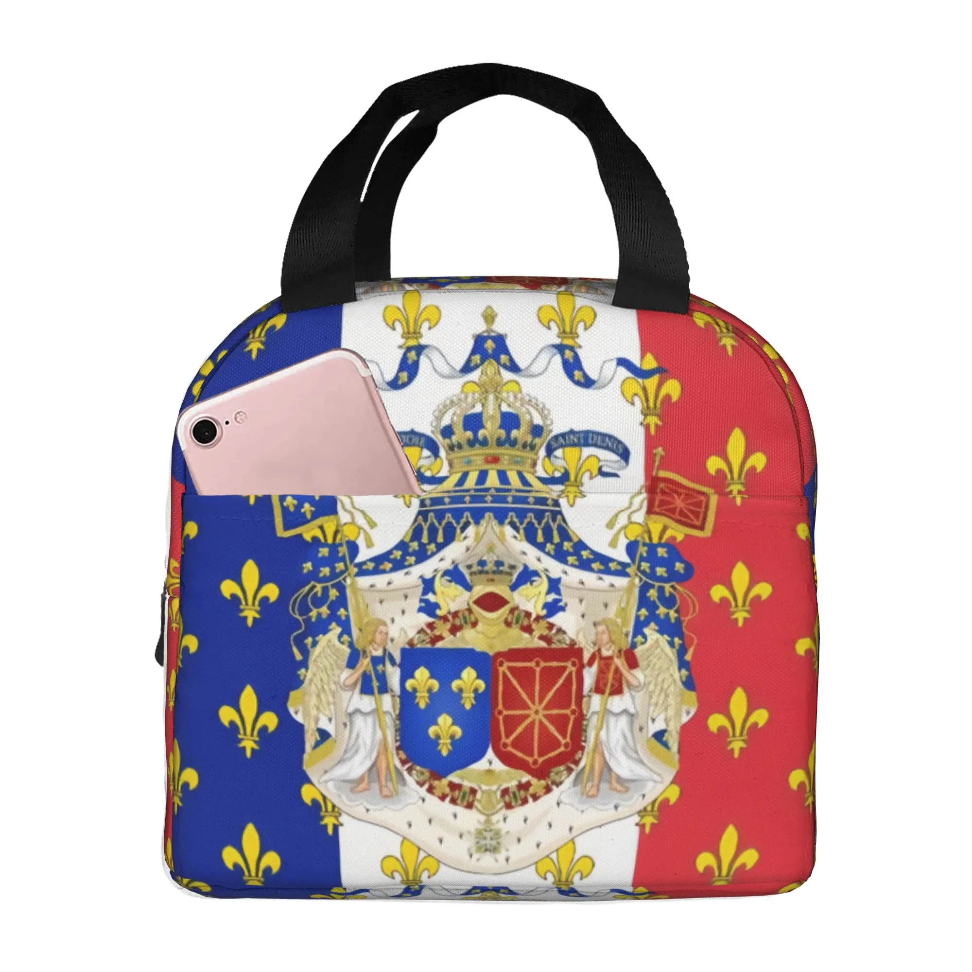 Classic French Flag Fleur de Lys Insulated Lunch Bag for Women Leakproof Royal Standard Napoleon Thermal Cooler Bento Box School