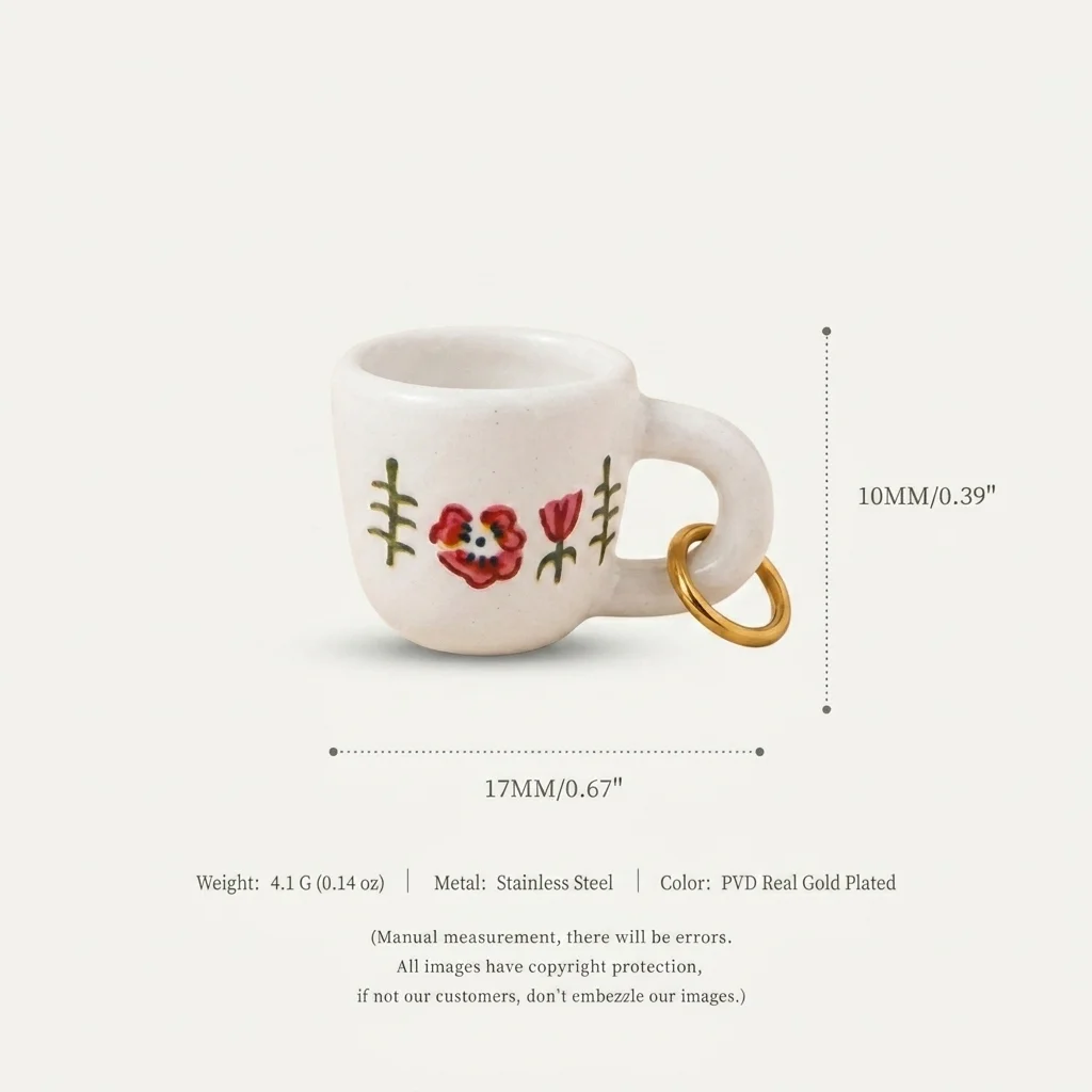 Modische und niedliche neue Cup-Serie Blumen-Liebes-Orangen-DIY-Anhänger für Schmuck – Detail 4