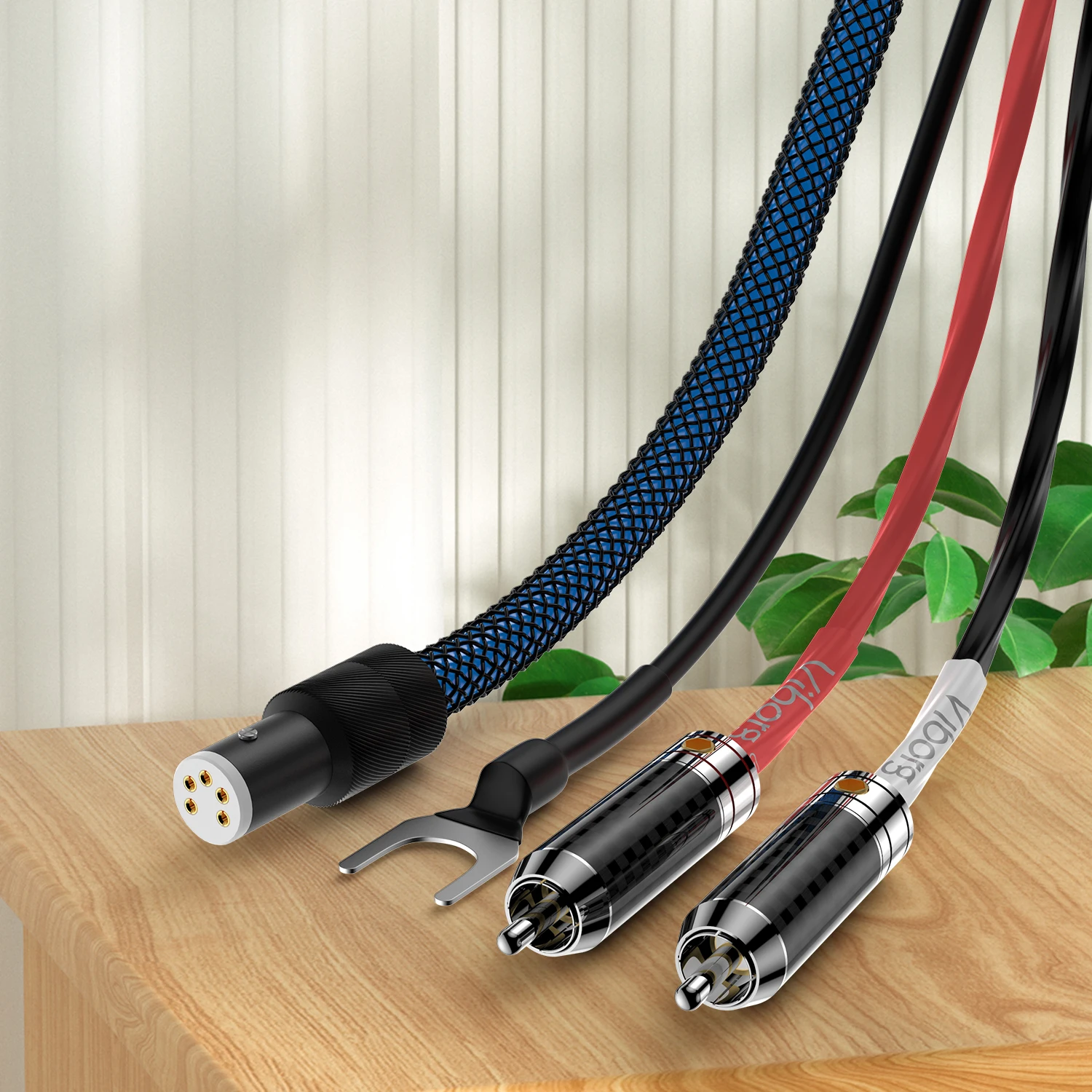 

HIFI Viborg LC800 5N OFC Silver Plated Tonearm Phono Cable 5 pin din to 2 RCA plug spade terminal