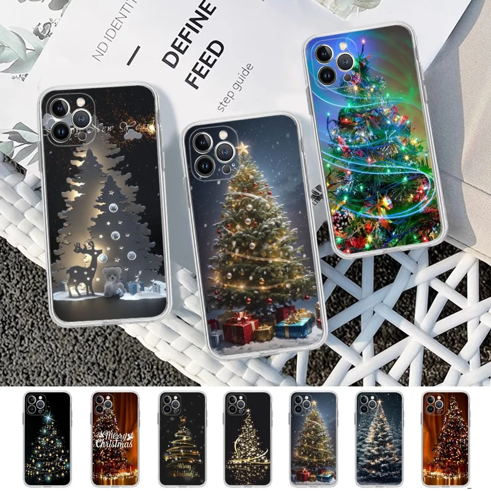 

Merry Christmas Tree Phone Case For IPhone 16 15 14 13 12 Mini 11 Pro XS Max X XR SE 6 7 8 Plus Soft Silicone Cover