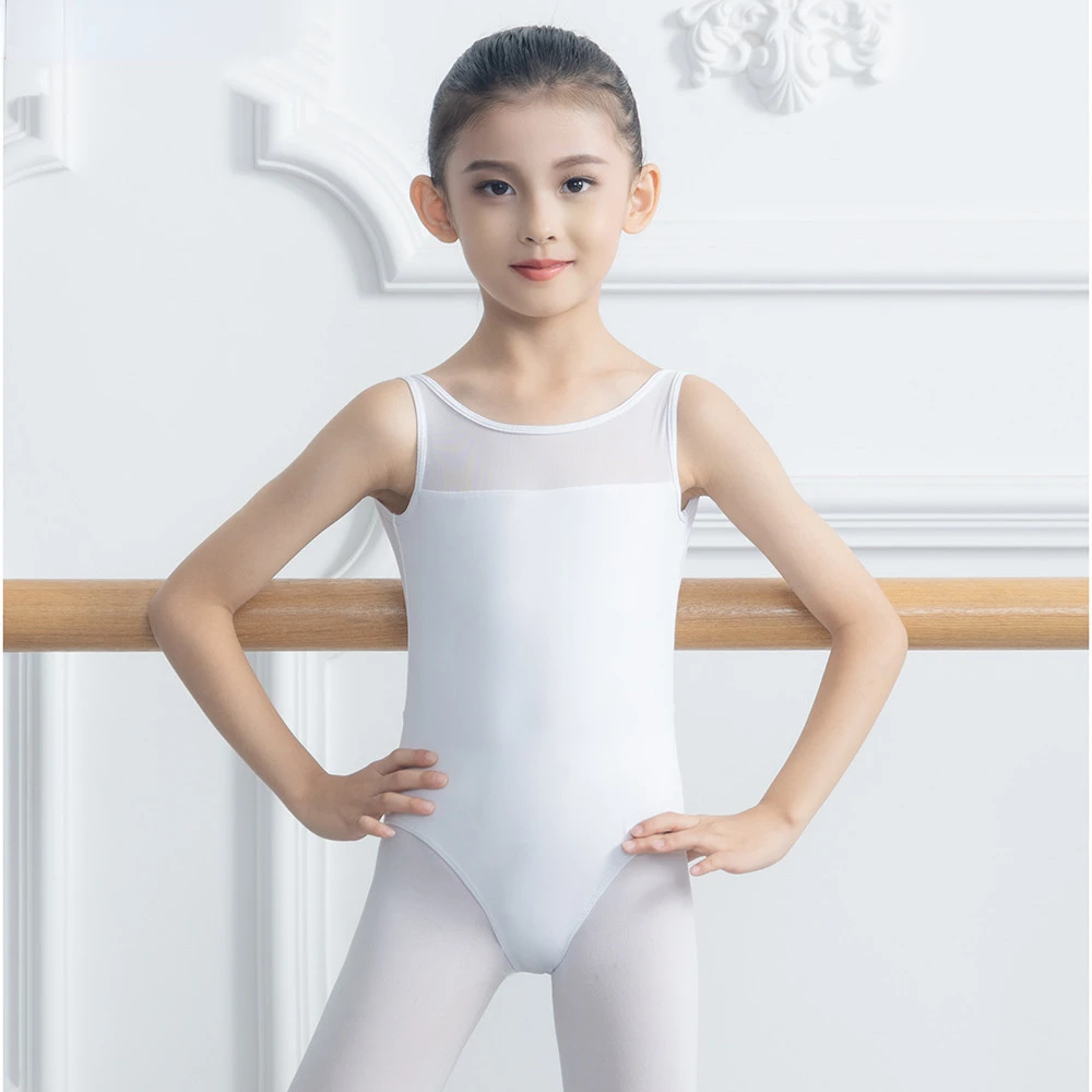 Kid Girl White Swan Lake Ballet Dance Spaghetti Strap Leotards Mesh Girls Dance Skating Gymnastics Yoga Dancing Swimwear Leotard