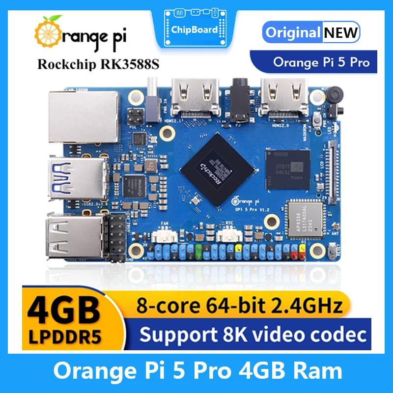 Orange Pi 5 Pro 4GB Ram Single Board Computer RK3588S LPDDR5 Wifi5.0-BT5 Development Board M2.0 Support SSD Orange Pi 5Pro