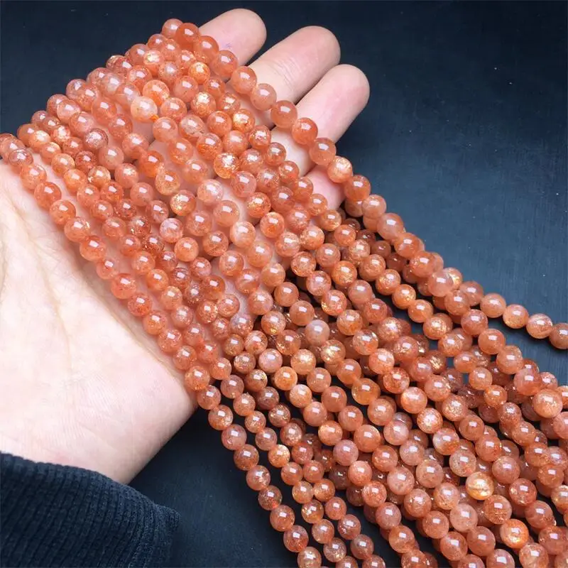 6MM Natural gold Sunstone Triple Circle Bracelet Colorful Gemstone Bead Strings Fashion Beautifully Jewelry Gift 1PCS