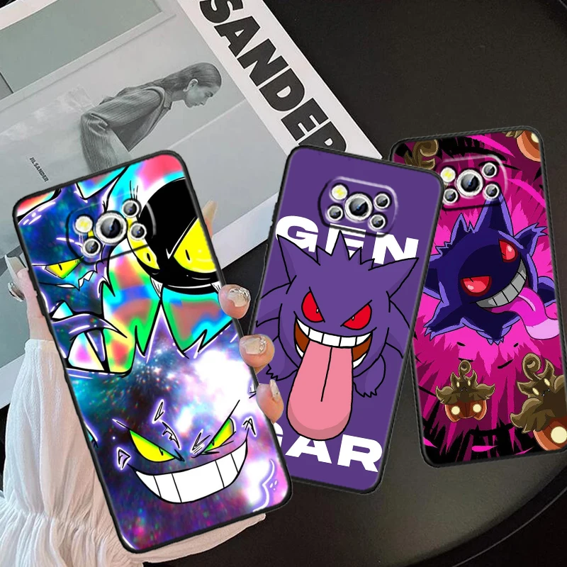 P-Pokemons G-Gengguis Cartoon For Xiaomi Mi Poco F5 F4 F3 X6 X5 X4 X3 M6 M5 M5S M4 M3 C65 Pro GT NFC 5G Black TPU Phone Case