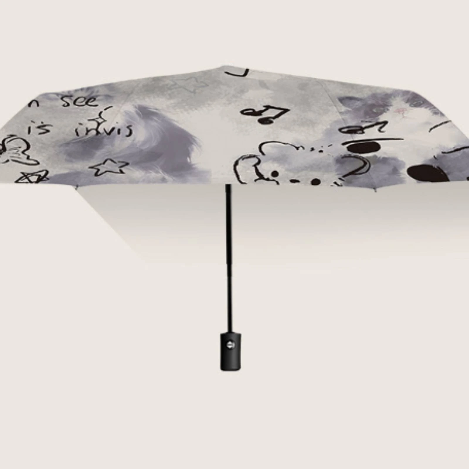 

Printed Travel Umbrella Compact Feline Bear Umbrella Weather Gear Illustrated Portable