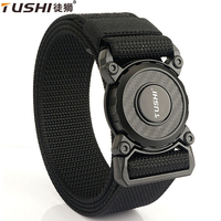 TUSHI Genuine tactical belt quick release outdoor military belt soft real nylon sports accessories men and women black belt