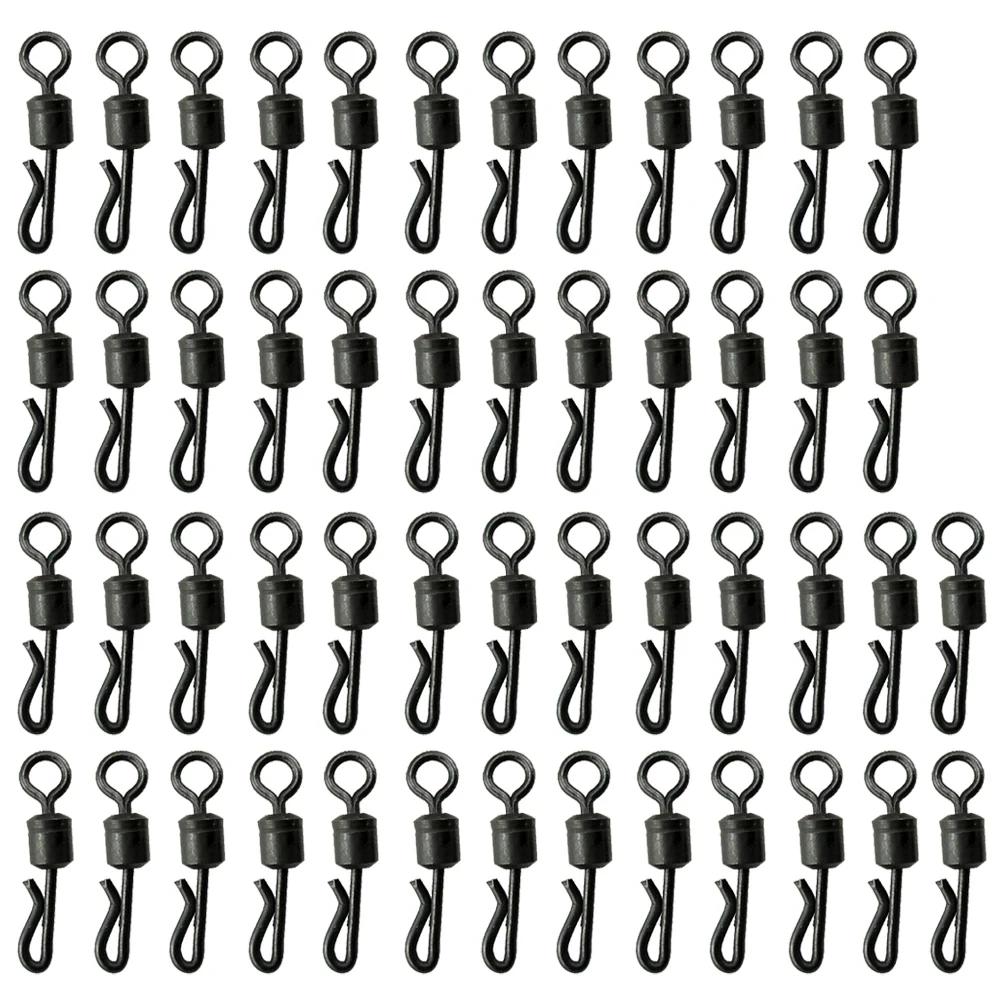 50-100PCS Black Rolling Quick Change Swivels Carp Rigs Long Body Q-shaped Swing Snap Connector Carp Fishing Accessories