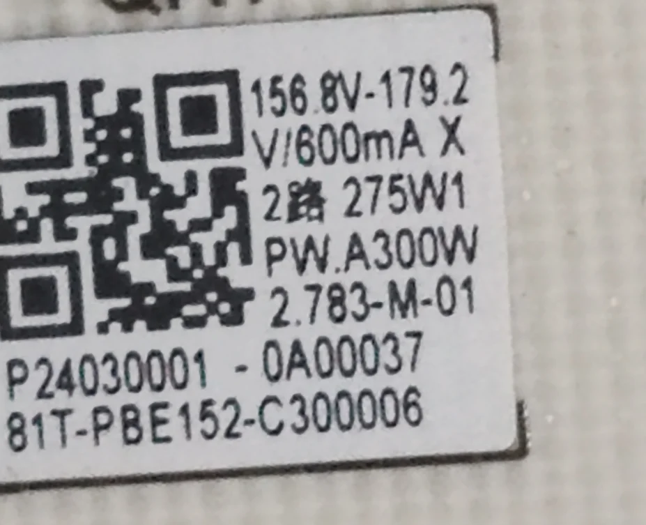 PW.A300W2.783  81T-PBE152-C300006  LED TV power supply, physical photo, tested well for    275W 1200MA