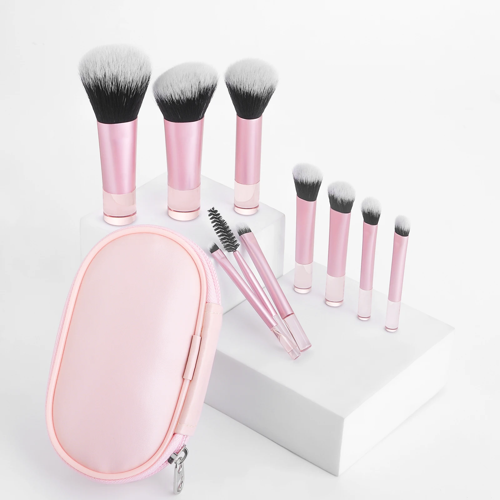 Makeup Brush Sets,10pcs Plastic mini with bag multifunctional Makeup Brush at home or On-the-Go