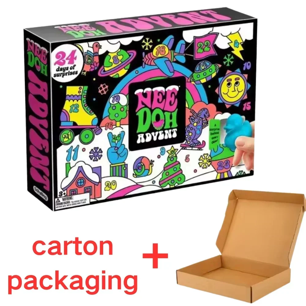 New NeeDoh 24Pcs Christmas Advent Calendar Unique Cute Squishy Fidget Toy Slow Rebound Anxiety Relief Mystery Surprise Gift Box view 3