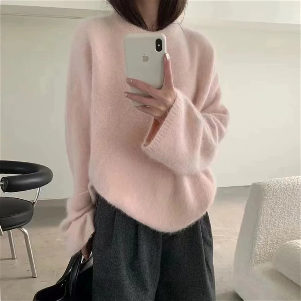 Imitation Mink Fleece Pullover Women's Autumn and Winter New High-end Needle Loose Knit Top
