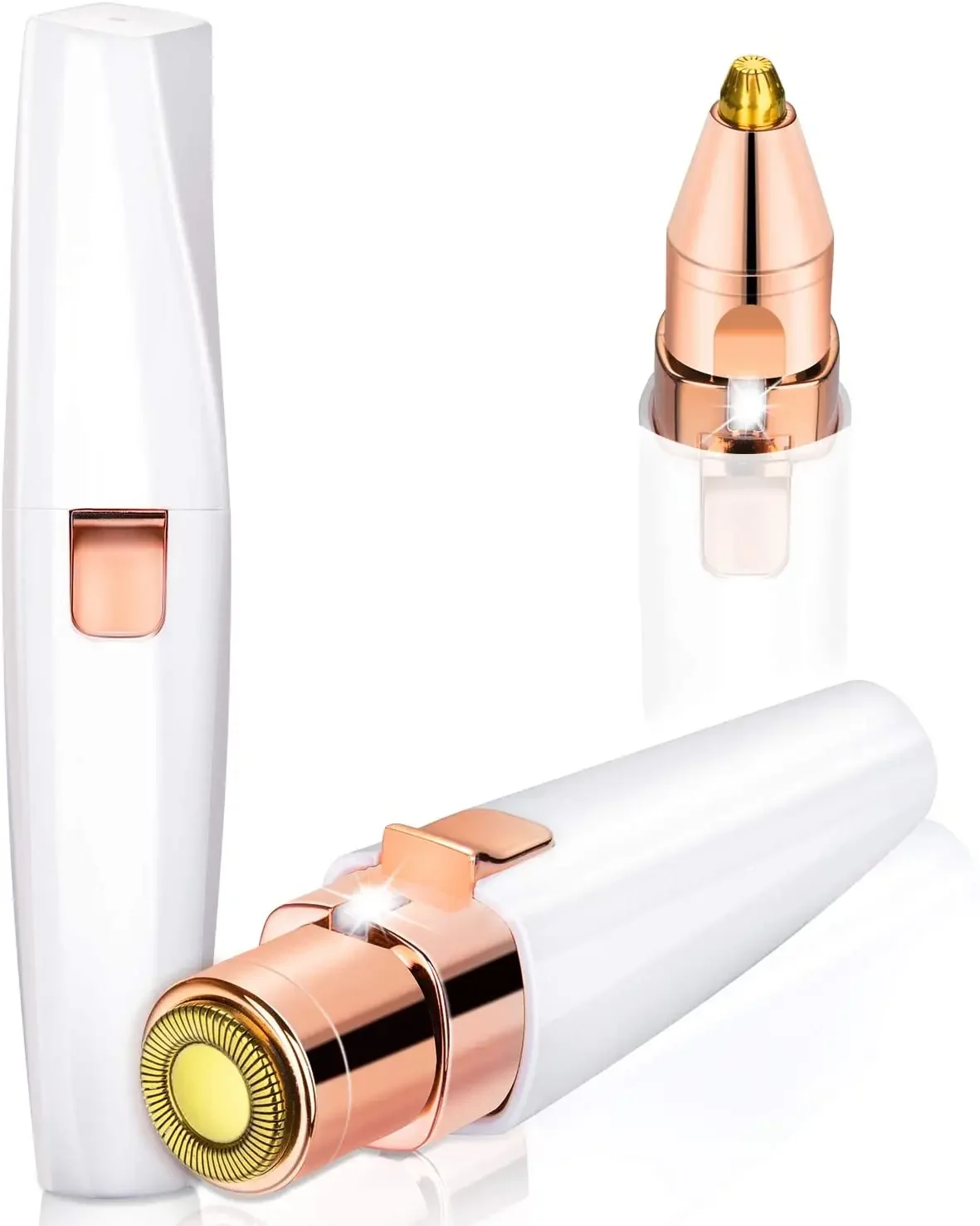 Dighealth 2 IN 1 Rasoio sopracciglia ricaricabile Rimozione peli del viso Trucco Mini rasoio Depilatore indolore con luce LED incorporata