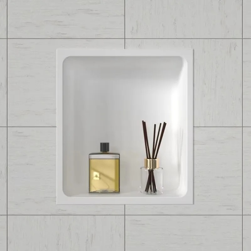 Built-in modern wall-mounted storage shelves, solid surface custom-sized built-in bathroom shower niches