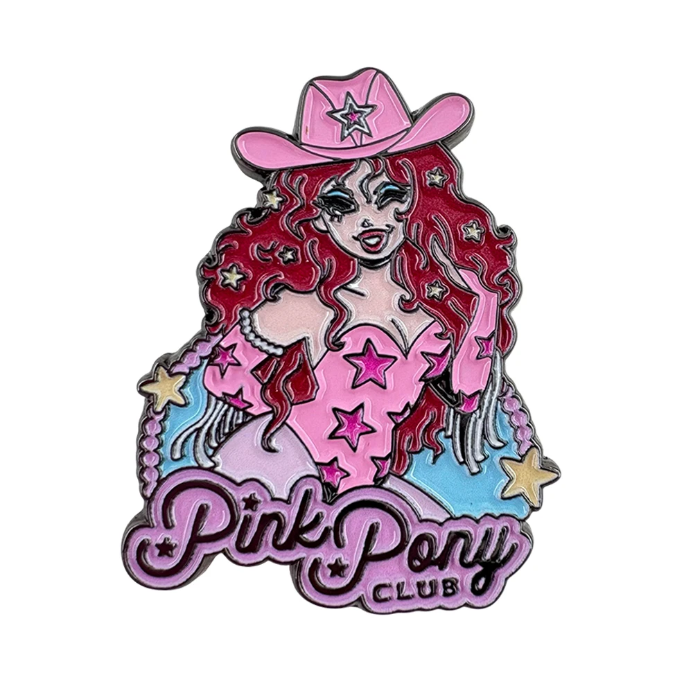 Pink Pony Club Enamel Pin Dark Gothic Music Singer Chapelle Roan Badge Song Peripheral Fans Gift Q Version Character Collection