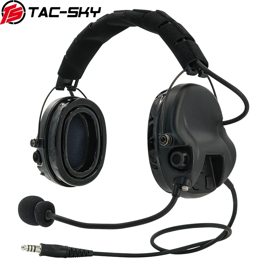 TS TAC-SKY H301 Modular Tactical Headset Silicone EarMuffs Noise Canceling Pickup Shooting Ear Protection Walkie Talkie  Headset