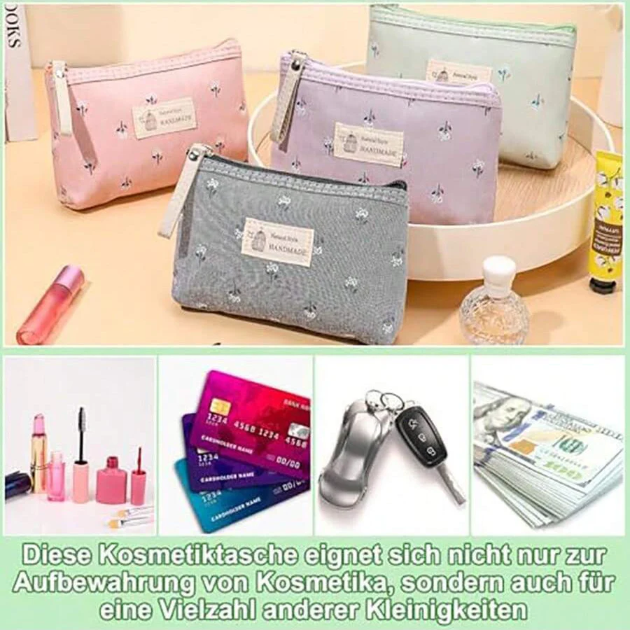 حقيبة مستحضرات تجميل صغيرة، حقيبة مستحضرات تجميل للسفر من القماش، حقيبة مستحضرات تجميل من القماش، محفظة للعملات المعدنية، حقيبة مستحضرات تجميل متعددة الوظائف، حقيبة أدوات الزينة المحمولة للنساء، 17 × 11.5 × 4 سم، متعددة الألوان