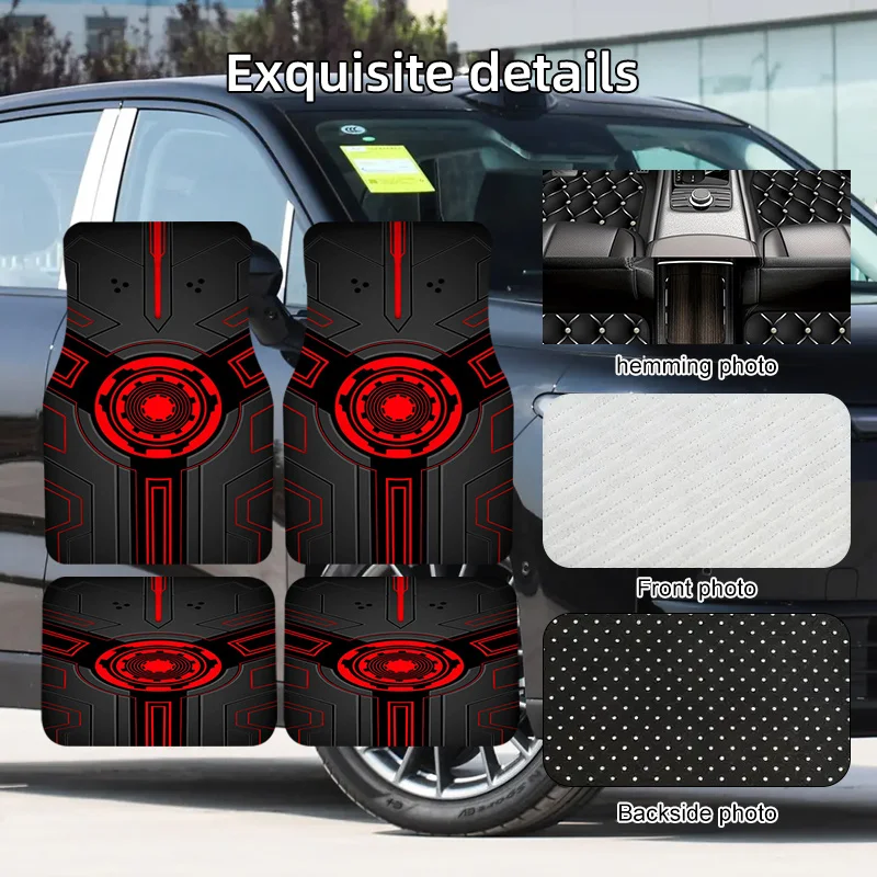 2pcs/4pcs WOYUO Cyber Mecha Car Floor Mats Compatible For Hardcore SUVs & Trucks, Non-Slip Driver/Passenger Floor Liners With Me