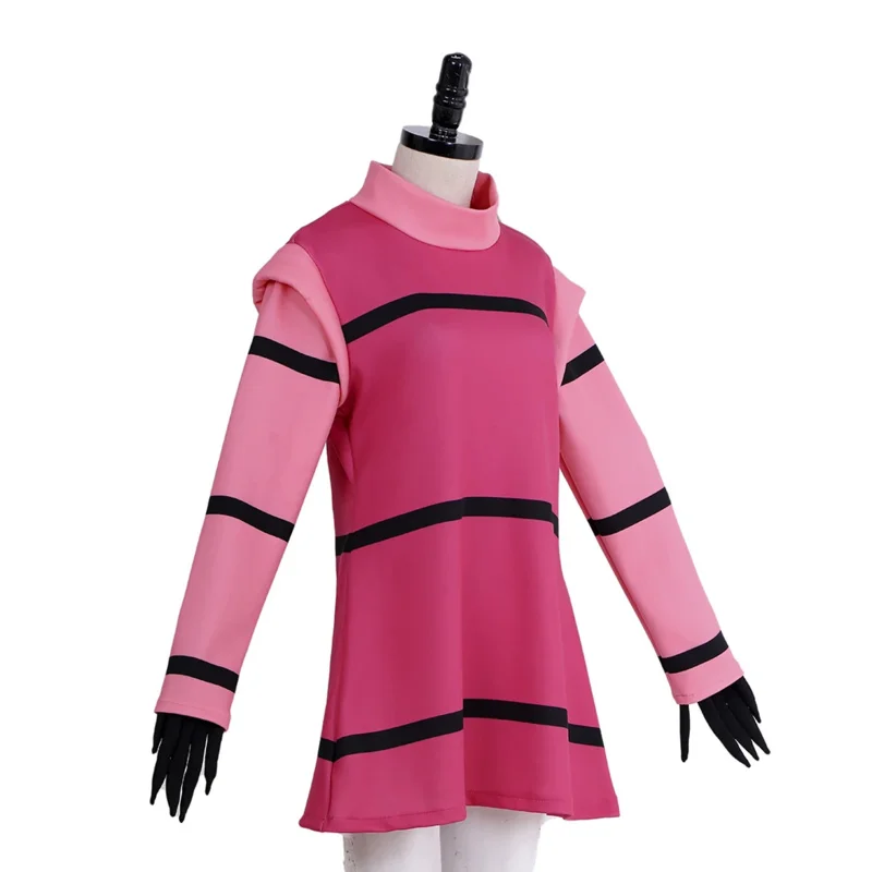 Костюм Аниме Invader для косплея ZIM женское розовое платье в полоску с перчатками для Хэллоуина карнавала ролевых игр сценические наряды для выступлений