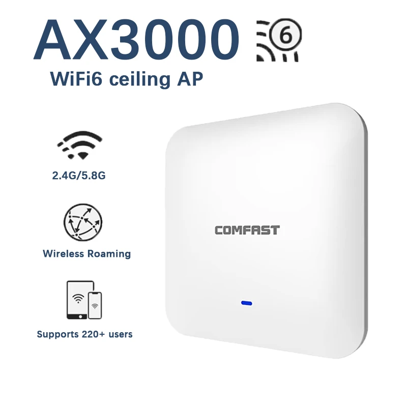 Comfast-enrutador WiFi AX3000 de 6 puntos de acceso, amplificador de 5Ghz + 2G, banda Dual, Gigabit, 6 rangos, extensor de techo, MU-MIMO POE