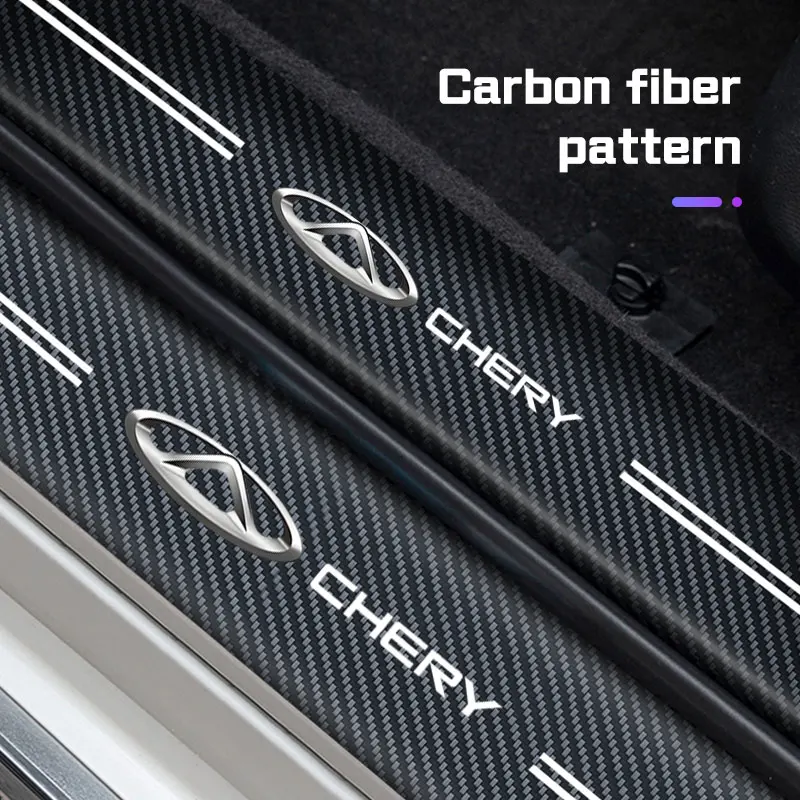 Threshold Film 4Pcs Carbon Fiber Car Door Sill Sticker For Chery Tansuo 06 2024 2025 2026