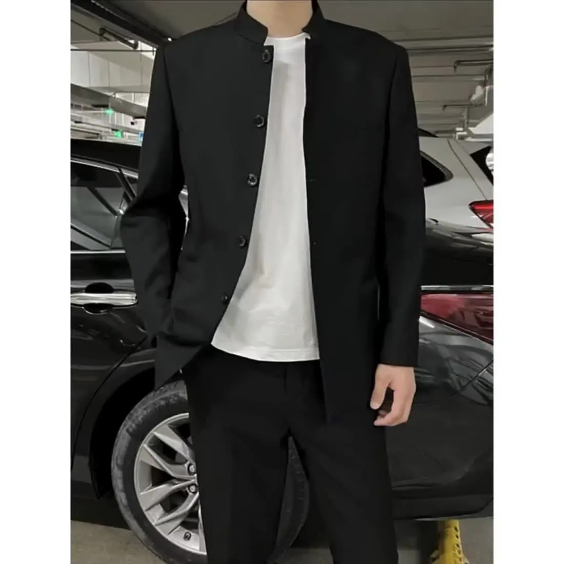 

3-B36 Zhongshan Suit TikTok Chinese Style Jacket Internet Celebrous Same Style Jacket with Vertical Collar Suit