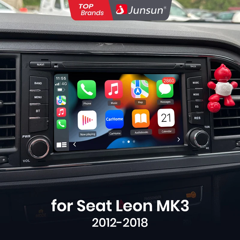 Junsun 7-Zoll-Autoradio für Seat Leon MK3 5F 2012–2020 Wireless CarPlay Android Auto 2 DIN Intelligent Multimedia 4G