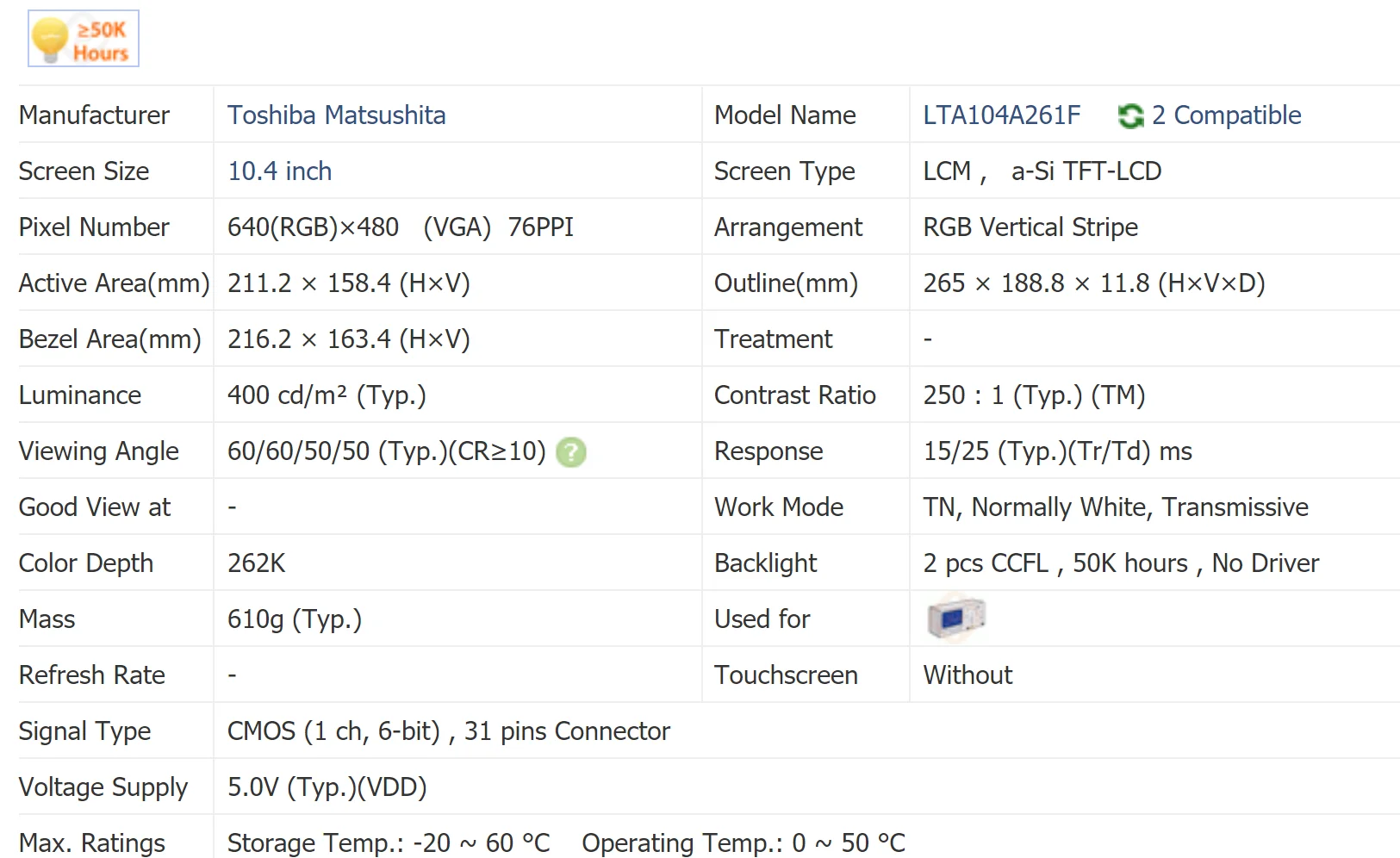 LTA104A261F 10.4นิ้ว LCD,สต็อกใหม่ A + สต็อก,ทดสอบก่อนจัดส่ง